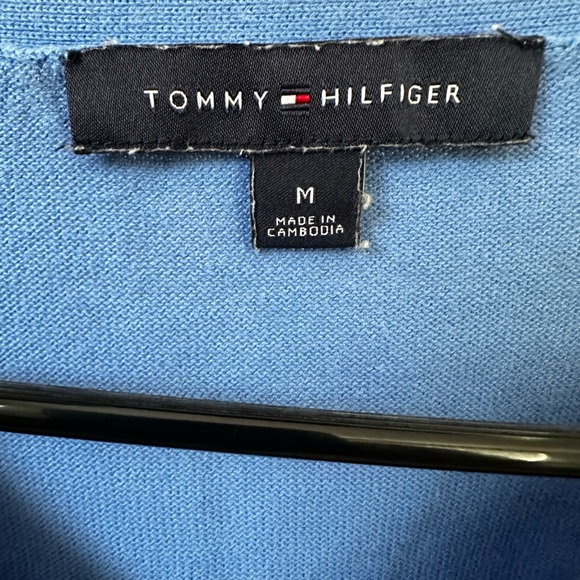 Tommy Hilfiger Blue/White Polka Dot Cotton Sweater Size Medium - Picture 3 of 4